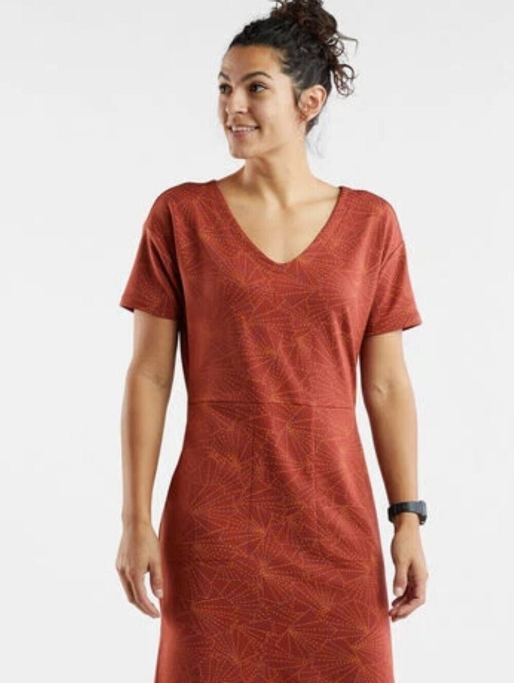 Title Nine Pockets Dress Women Large Sashiko Orange Performance Travel Active
